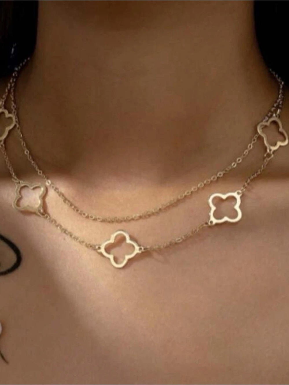 Target Gold Double-Layer Clover Link Necklace